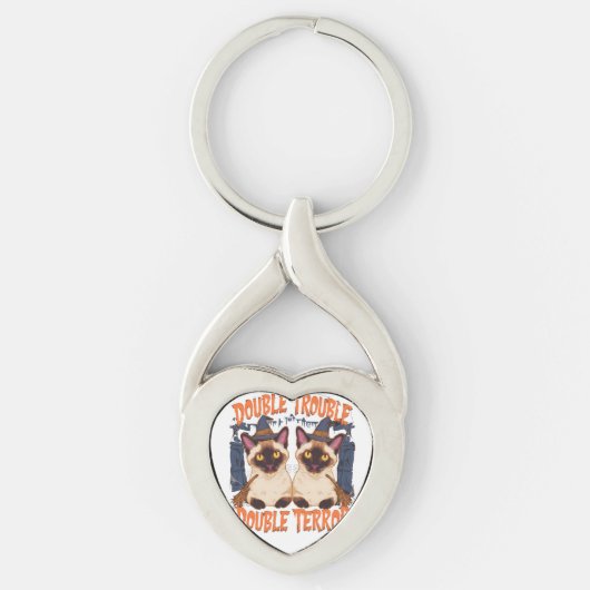 シャム猫とクリーキング・ドア キーホルダー (正面)