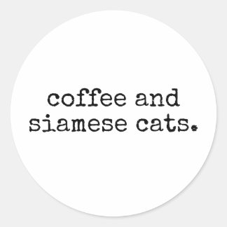 シャム猫とコーヒーが好きな猫ママのための面白いデザイン ラウンドシール