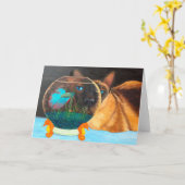 シャム猫とベッタフィッシュ カード (黄色い花)