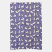 シャム猫とポーズパープルキッチンタオル キッチンタオル (縦)