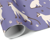 シャム猫とポーズパープルラッピング紙 ラッピングペーパー (ロールコーナー)