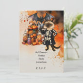 シャム猫と友達がハロウィンパーティーを主催 招待状 (スタンド正面)