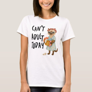 シャム猫と文字がプリントされた「今日は大人になれない」Tシャツ Tシャツ