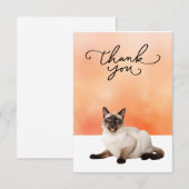 シャム猫と有難う言葉の水彩 サンキューカード (正面/裏面)