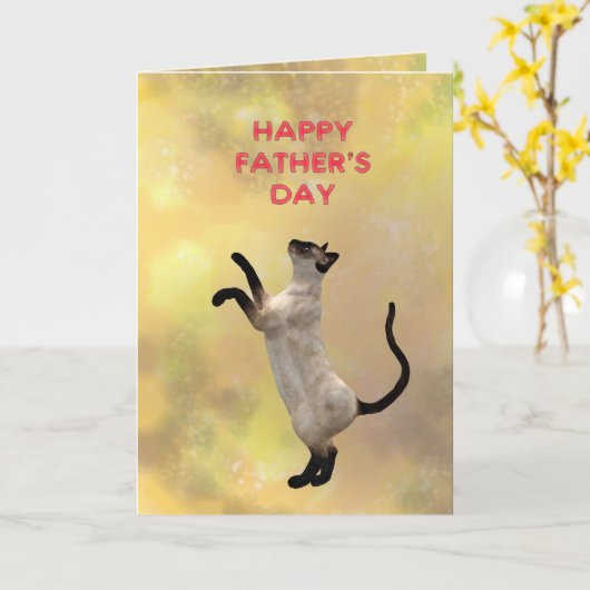 シャム猫と父の日 カード (黄色い花)