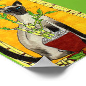 シャム猫と竹植物ミニフォークアート ポスター (角)