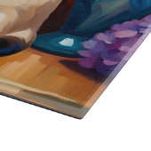 シャム猫と花瓶の水彩画 カッティングボード (角)