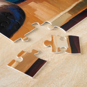 シャム猫と花瓶の水彩画 ジグソーパズル (側面)