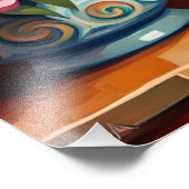 シャム猫と花瓶の水彩画 フォトプリント            (角)