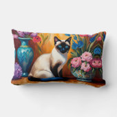 シャム猫と花瓶の水彩画 ランバークッション (裏面)