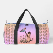 シャム猫と蝶パーソナライズされた ダッフルバッグ (裏面)