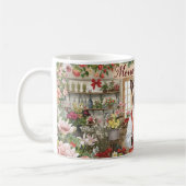 シャム猫による花屋さんのテーマの猫クリスマス コーヒーマグカップ (左)