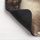 シャム猫に囲まれた赤面ピンクの花 マウスパッド (コーナー)