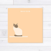 シャム猫のかわいいオレンジ色の付箋（名前入り） ポストイット