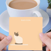 シャム猫のかわいいオレンジ色の付箋（名前入り） ポストイット