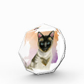 シャム猫のエレガントな水彩画の絵画 フォトブロック (左)