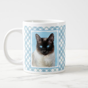 シャム猫のオリジナル動物アート ジャンボコーヒーマグカップ