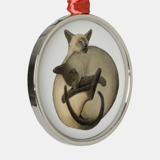 シャム猫のオーナメントの睡眠の球 メタルオーナメント (右)