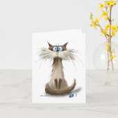 シャム猫のキャラクター カード (黄色い花)