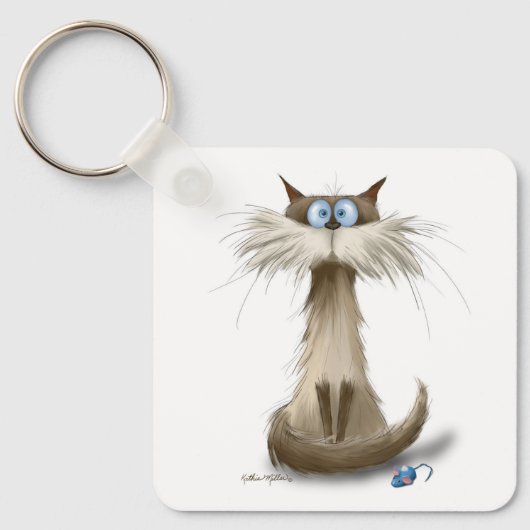 シャム猫のキャラクター キーホルダー (正面)