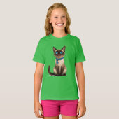 シャム猫のキャラクター Tシャツ (正面フル)