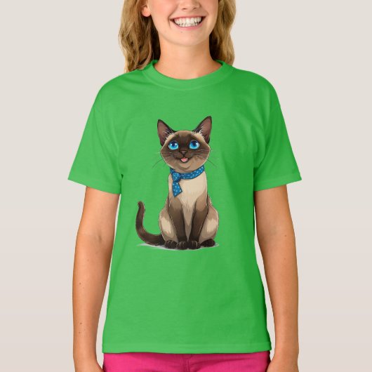 シャム猫のキャラクター Tシャツ (正面)