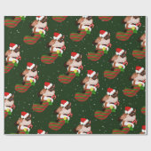 シャム猫のクリスマスとストッキングとサンタハット ラッピングペーパー (フラット)