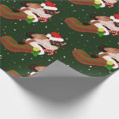 シャム猫のクリスマスとストッキングとサンタハット ラッピングペーパー (角)