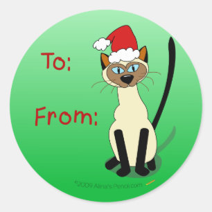 シャム猫のクリスマスのギフトのラベルのステッカー ラウンドシール