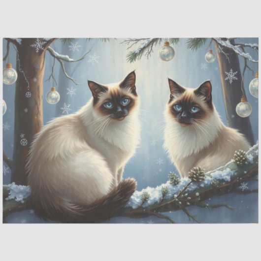 シャム猫のクリスマス柄ティシュペーパー 薄葉紙 (正面)