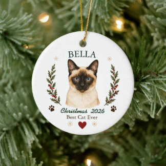 シャム猫のクリスマス オーナメント 名前入り