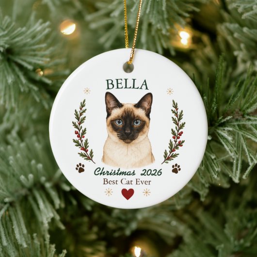シャム猫のクリスマス オーナメント 名前入り (ツリー)