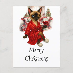 シャム猫のクリスマス ポストカード – おかしいホリデー