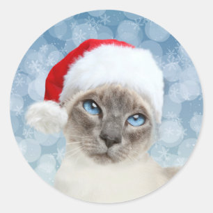 シャム猫のクリスマス ラウンドシール