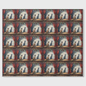 シャム猫のクリスマス・影絵アート ラッピングペーパー (フラット)