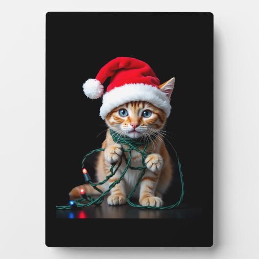シャム猫のクリスマスVネック フォトプラーク (正面)