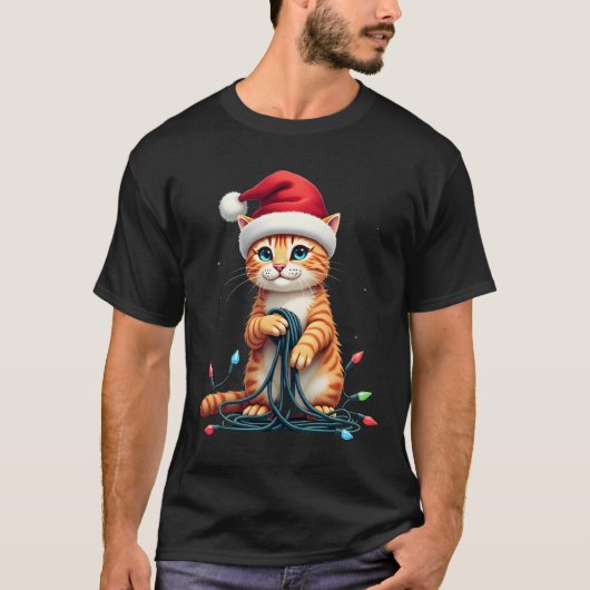 シャム猫のクリスマスVネック (1) Tシャツ (正面)