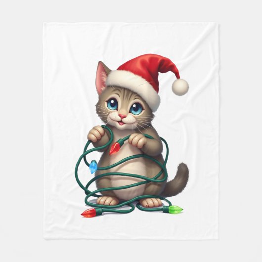 シャム猫のクリスマスVネック (2) フリースブランケット (正面)