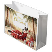 シャム猫のグラマラスなクリスマス シャンパンを飲みながら ラージペーパーバッグ (正面アングル)