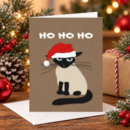 シャム猫のサンタクロース ふざけた猫のクリスマス シーズンカード