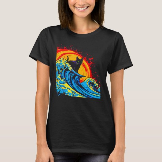 シャム猫のサーフィンサマー Tシャツ (正面)