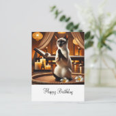 シャム猫のスパ誕生日 ポストカード (スタンド正面)