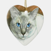 シャム猫のハートのクリスマスのオーナメント セラミックオーナメント (右)