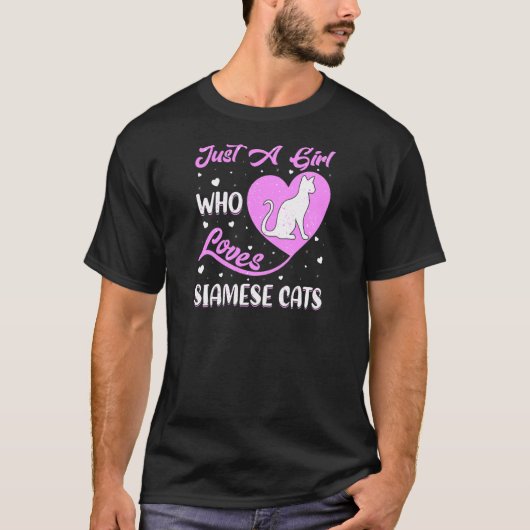 シャム猫のハート型 ただのシャム猫好き女子 Tシャツ (正面)