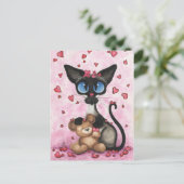 シャム猫のバレンタインはBiHrLeによって私の物くま行います シーズンポストカード (スタンド正面)