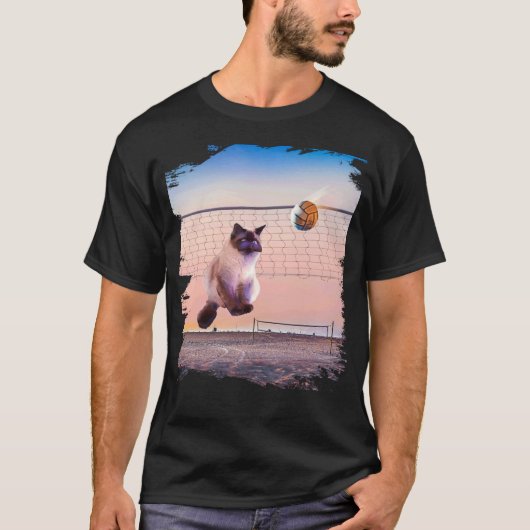 シャム猫のビーチバレーボール Tシャツ (正面)
