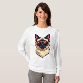 シャム猫のピクセルの手 Tシャツ