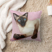 シャム猫のピンクの背景 クッション (ブランケット)