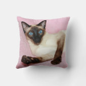 シャム猫のピンクの背景 クッション (裏面)