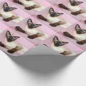 シャム猫のピンクの背景 ラッピングペーパー (角)